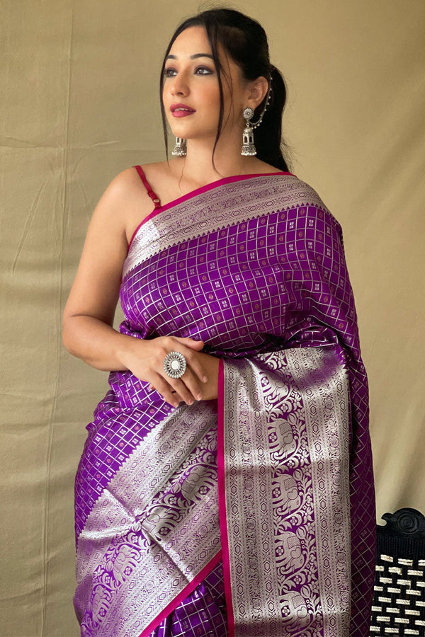 Amethyst Purple Banarasi Silk Saree