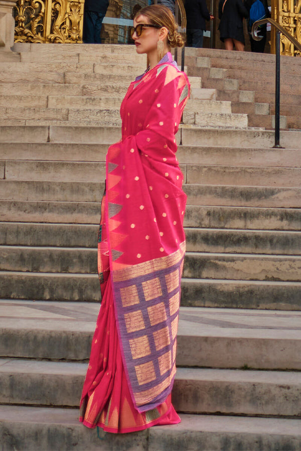 Cerise Pink South Silk Saree