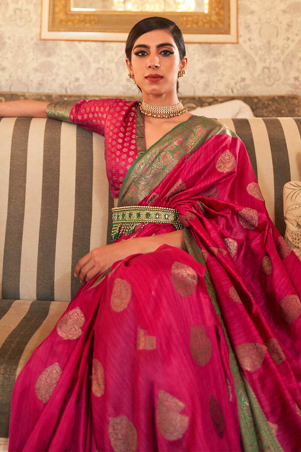 Cherry Pink South Silk Saree