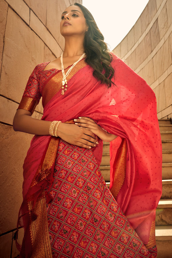 Cinnabar Red Patola Silk Saree