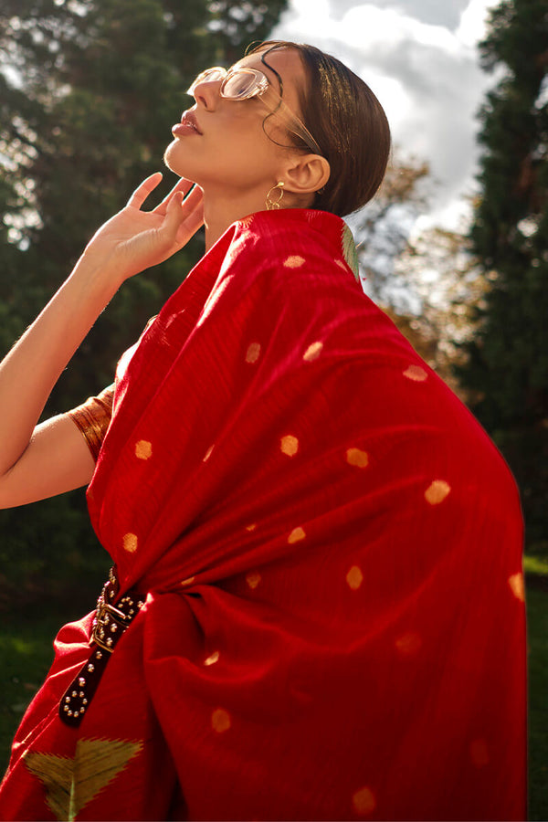 Cornell Red South Silk Saree