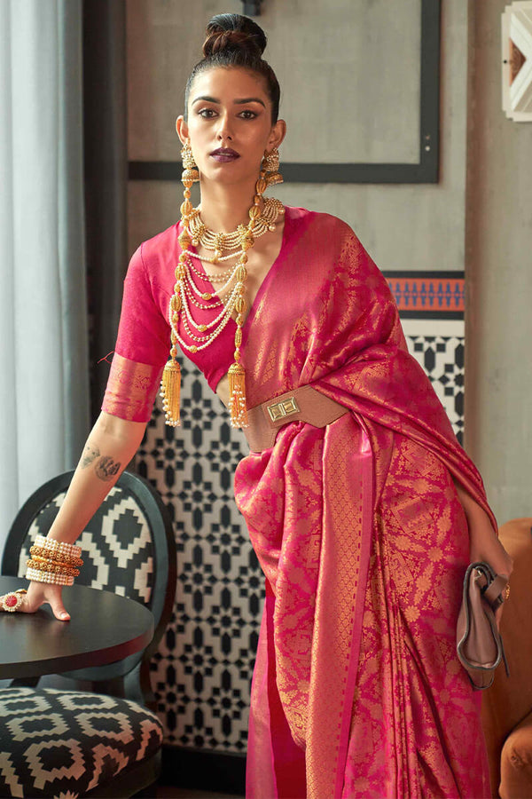 Cranberry Pink Kanjivaram Silk Saree