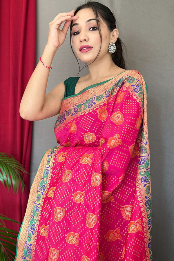 Deep Pink Patola Silk Saree