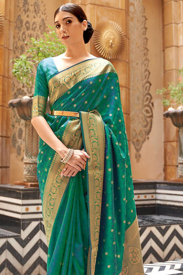 Deep Sea Green Kanjivaram Silk Saree