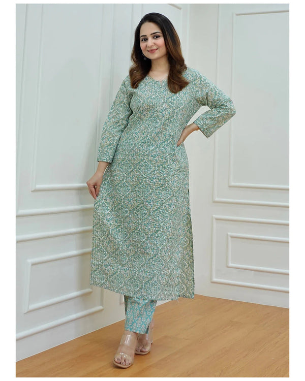 Ethnic Set Women Embroidered Kurta and Pant