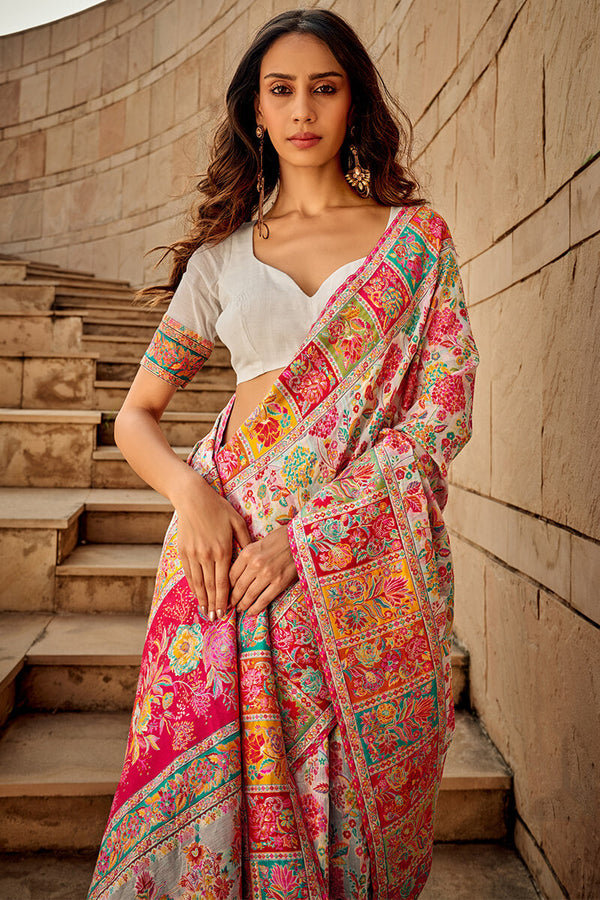 Grain Beige Kashmiri Modal Silk Saree