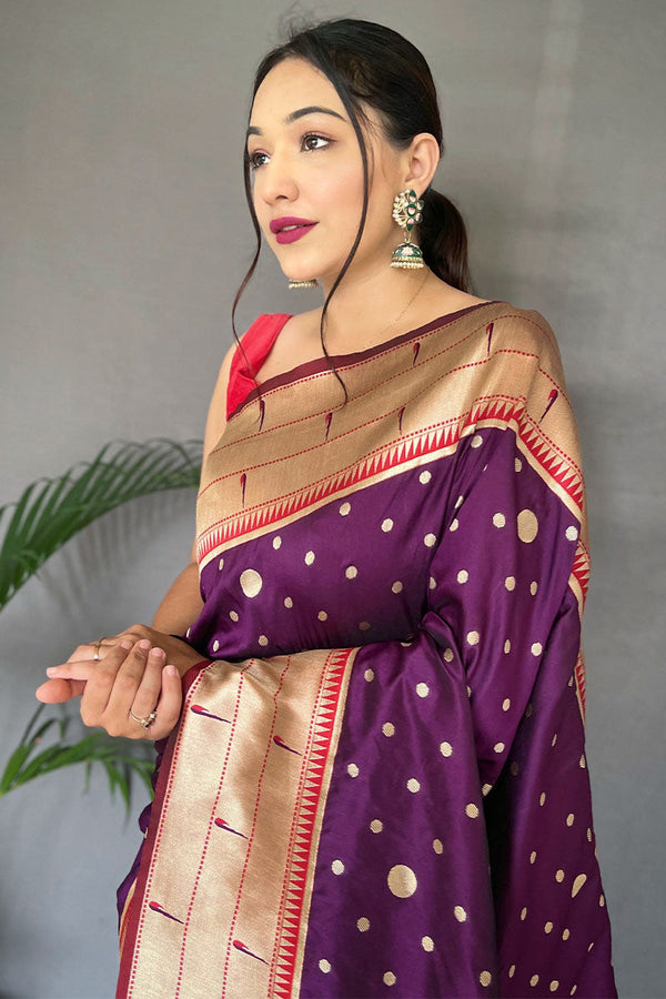 Grape Purple Paithani Silk Saree