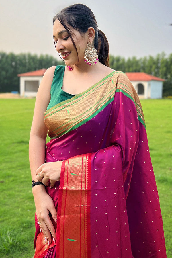 Hibiscus Pink Paithani Silk Saree