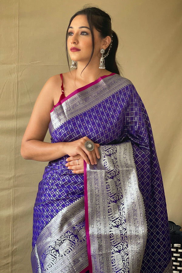 Indigo Blue Banarasi Silk Saree