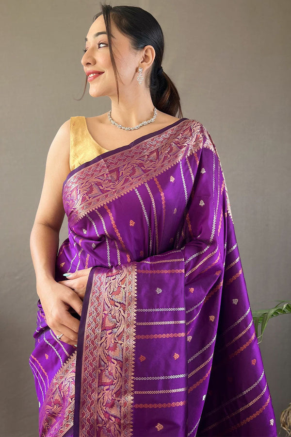 Iris Purple Soft Banarasi Silk Saree