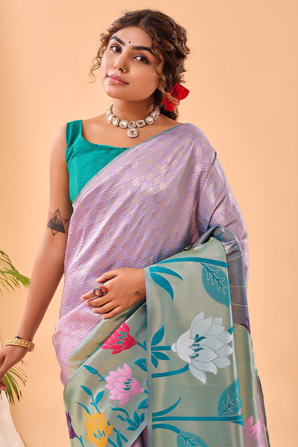 Languid Lavender Paithani Silk Saree