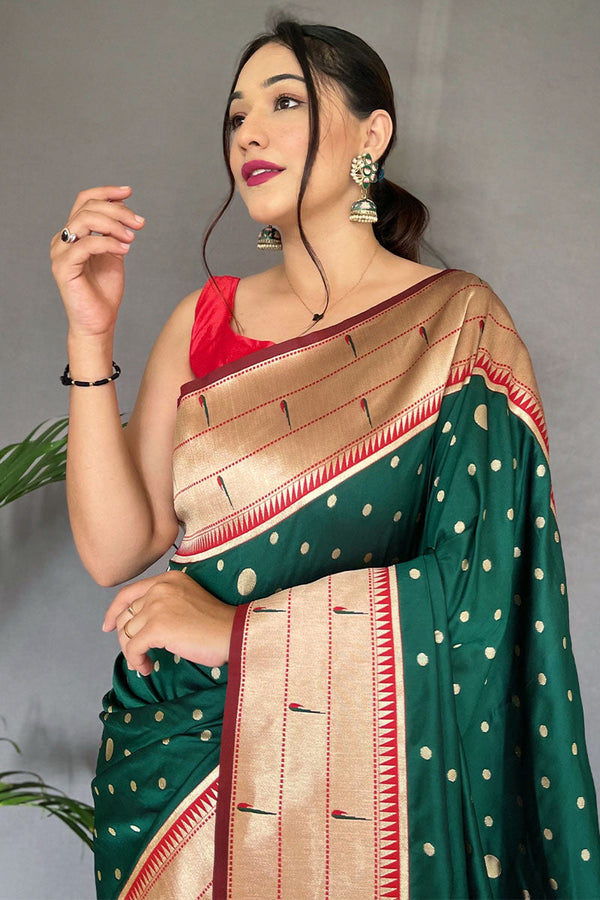 Mineral Green Paithani Silk Saree