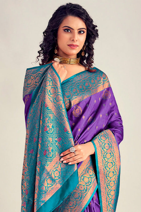 Royal Purple Soft Banarasi Silk Saree