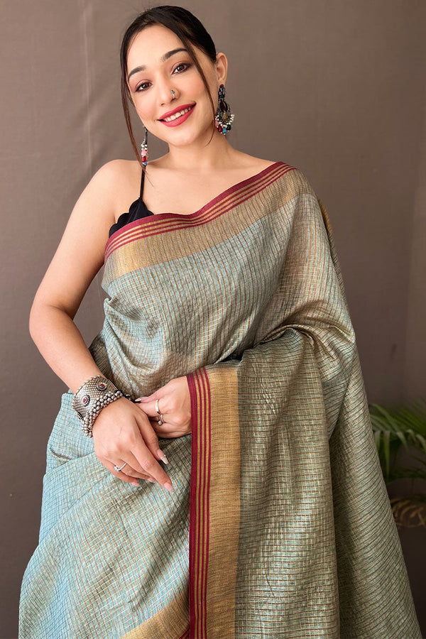 Shadow Green Soft Silk Saree