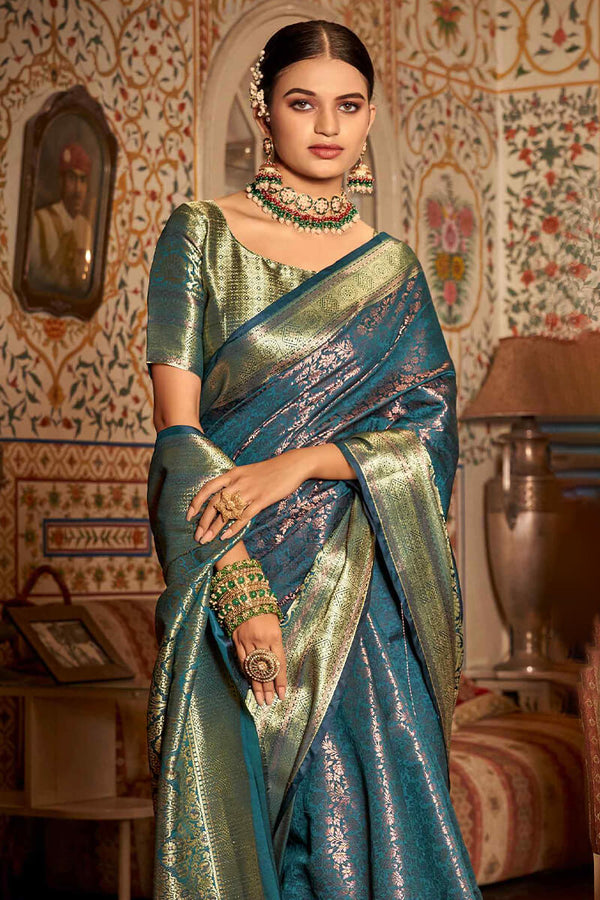 Timber Green Kanjivaram Silk Saree